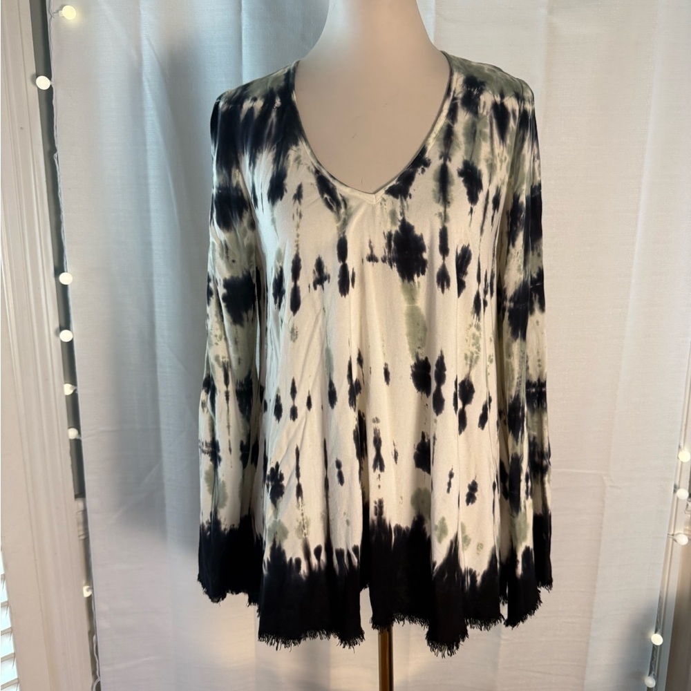 Fifteen Twenty Tie-Dye Fringe Hem Boho Tunic Top Size Small